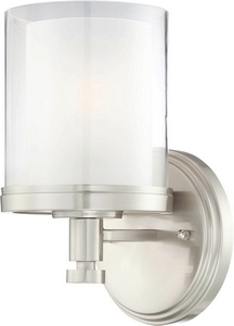 Nuvo Lighting-60/4641-Decker-One Light Bath Vanity-5.75 Inches Wide by 10.25 Inches High   Brushed Nickel Finish with Clear/Frosted Glass