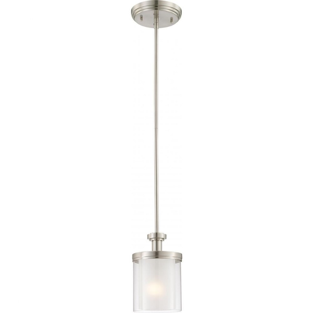 Nuvo Lighting-60/4648-Decker-One Light Mini-Pendant-6 Inches Wide by 34.75 Inches High   Brushed Nickel Finish with Clear/Frosted Glass