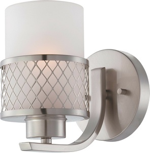 Nuvo Lighting-60/4681-Fusion-One Light Bath Vanity-5 Inches Wide by 7.25 Inches High   Brushed Nickel Finish with Frosted Glass