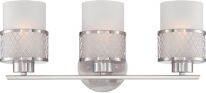 Nuvo Lighting-60/4683-Fusion-Three Light Bath Vanity-19 Inches Wide by 8.25 Inches High   Brushed Nickel Finish with Frosted Glass