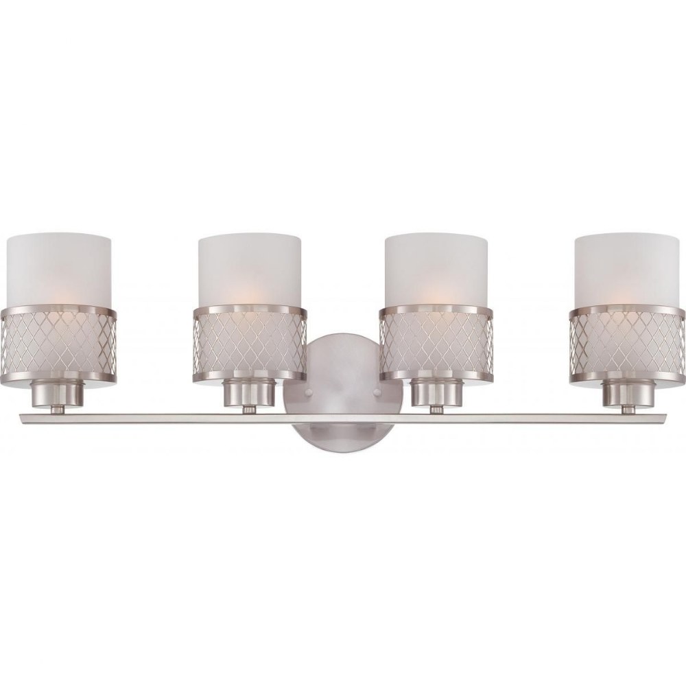 Nuvo Lighting-60/4684-Fusion-Four Light Bath Vanity-27 Inches Wide by 8.25 Inches High   Brushed Nickel Finish with Frosted Glass