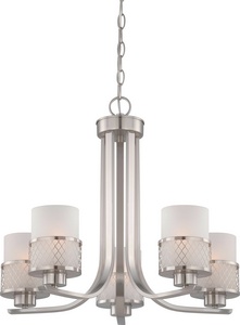 Nuvo Lighting-60/4685-Fusion-Five Light Chandelier-22.38 Inches Wide by 19.75 Inches High   Brushed Nickel Finish with Frosted Glass