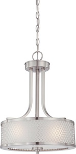 Nuvo Lighting-60/4686-Fusion-Three Light Pendant-13.75 Inches Wide by 19.25 Inches High   Brushed Nickel Finish with Frosted Glass