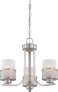 Nuvo Lighting-60/4687-Fusion-Three Light Chandelier-17.88 Inches Wide by 15 Inches High   Brushed Nickel Finish with Frosted Glass