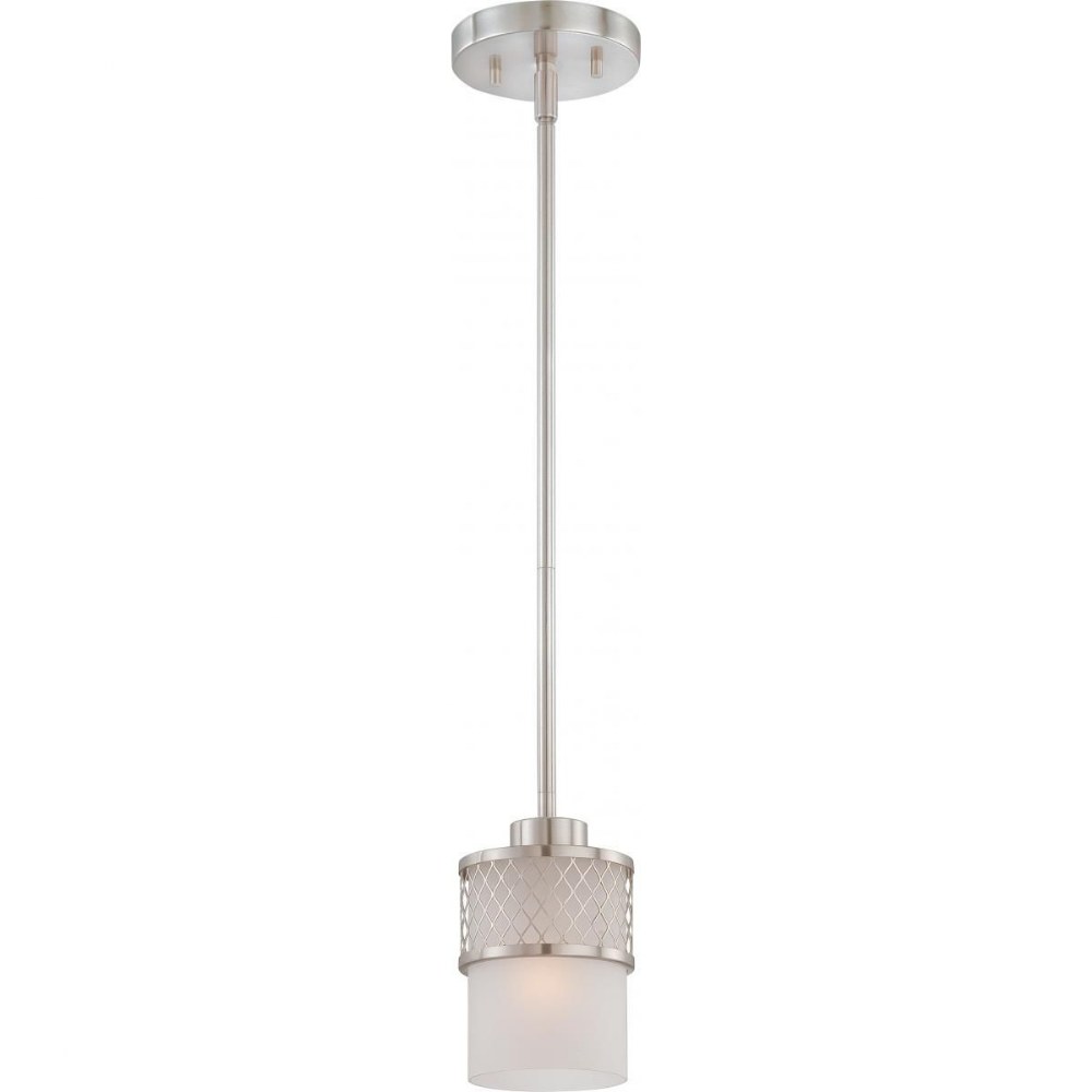 Nuvo Lighting-60/4688-Fusion-One Light Mini-Pendant-5 Inches Wide by 45.75 Inches High   Brushed Nickel Finish with Frosted Glass