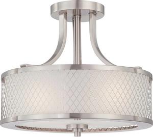 Nuvo Lighting-60/4692-Fusion-Three Light Semi-Flush Mount-13.75 Inches Wide by 12 Inches High   Brushed Nickel Finish with Frosted Glass