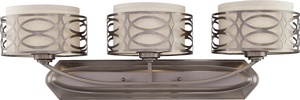 Nuvo Lighting-60/4723-Harlow-Three Light Bath Vanity -31 Inches Wide by 10 Inches High   Hazel Bronze Finish with Khaki Fabric Shade