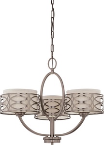 Nuvo Lighting-60/4724-Harlow-Three Light Chandelier -25 Inches Wide by 20.38 Inches High   Hazel Bronze Finish with Khaki Fabric Shade