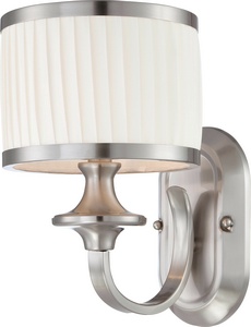 Nuvo Lighting-60/4731-Candice-One Light Bath Vanity-7 Inches Wide by 11 Inches High   Brushed Nickel Finish with Flat Pleated White Shade