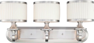 Nuvo Lighting-60/4733-Candice-Three Light Bath Vanity-24 Inches Wide by 10.75 Inches High   Brushed Nickel Finish with Flat Pleated White Shade