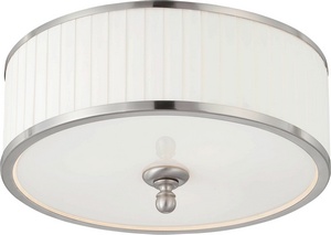 Nuvo Lighting-60/4741-Candice-Three Light Dome Flush Mount-15 Inches Wide by 7.5 Inches High   Brushed Nickel Finish with Flat Pleated White Shade