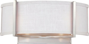 Nuvo Lighting-60/4754-Gemini-Two Light Wall Sconce-16 Inches Wide by 7.25 Inches High   Brushed Nickel Finish with Slate Gray Fabric Shade