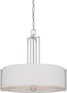 Nuvo Lighting-60/4756-Gemini-Four Light Pendant-23.5 Inches Wide by 22.88 Inches High   Brushed Nickel Finish with Slate Gray Fabric Shade