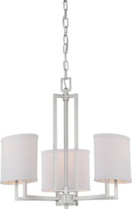 Nuvo Lighting-60/4757-Gemini-Three Light Chandelier-21 Inches Wide by 20.75 Inches High   Brushed Nickel Finish with Slate Gray Fabric Shade