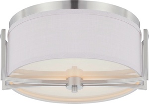 Nuvo Lighting-60/4761-Gemini-Two Light Dome Flush Mount-14.75 Inches Wide by 7.13 Inches High   Brushed Nickel Finish with Slate Gray Fabric Shade