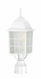 Nuvo Lighting-60/4907-Adams-Outdoor Post Light-6.125 Inches Wide by 18.25 Inches High   Adams - 1 Light - 17 Outdoor Wall - White w/ Frosted Glass