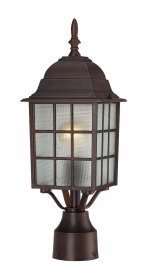 Nuvo Lighting-60/4908-Adams-Post Light -6.125 Inches Wide by 18.25 Inches High   Adams - 1 Light - 17 Outdoor Wall - Rustic Bronze w/ Frosted Glass