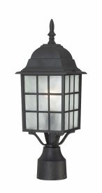 Nuvo Lighting-60/4909-Adams-Outdoor Post Light-6.125 Inches Wide by 18.25 Inches High   Adams - 1 Light - 17 Outdoor Wall - Textured Black w/ Frosted Glass