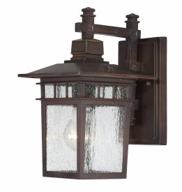 Nuvo Lighting-60/4952-Cove Neck-Outdoor Hanging-7 Inches Wide by 11.75 Inches High   Cove Neck - 1 Light - 12 Outdoor Wall - Rustic Bronze w/ Clear Seeded Glass