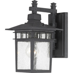 Nuvo Lighting-60/4953-Cove Neck-Outdoor Hanging-7 Inches Wide by 11.75 Inches High   Cove Neck - 1 Light - 12 Outdoor Wall - Textured Black w/ Clear Seeded Glass