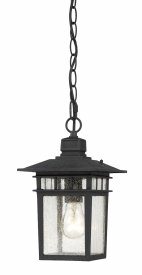 Nuvo Lighting-60/4956-Cove Neck-Outdoor Hanging-7 Inches Wide by 12 Inches High   Cove Neck - 1 Light - 12 Outdoor Hanging - Textured Black w/ Clear Seeded Glass