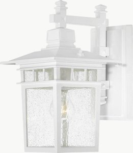 Nuvo Lighting-60/4957-Cove Neck-One Light Outdoor Wall Lantern-9 Inches Wide by 14 Inches High   White Finish with Clear Seeded Glass