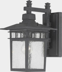 Nuvo Lighting-60/4959-Cove Neck-One Light Outdoor Wall Lantern-9 Inches Wide by 14 Inches High   Textured Black Finish with Clear Seeded Glass