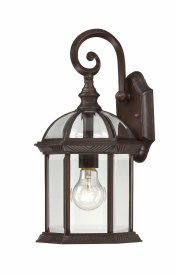 Nuvo Lighting-60/4962-Boxwood-Outdoor Wall-8 Inches Wide by 15.75 Inches High   Boxwood - 1 Light - 15 Outdoor Wall - Rustic Bronze w/ Clear Beveled Glass