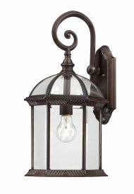 Nuvo Lighting-60/4965-Boxwood-Outdoor Wall-9.875 Inches Wide by 19 Inches High   Boxwood - 1 Light - 19 Outdoor Wall - Rustic Bronze w/ Clear Beveled Glass