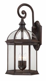 Nuvo Lighting-60/4968-Boxwood-Outdoor Wall-13 Inches Wide by 26.25 Inches High   Boxwood - 3 Light 26 Outdoor Wall - Rustic Bronze w/ Clear Beveled Glass