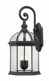 Nuvo Lighting-60/4969-Boxwood-Outdoor Wall-13 Inches Wide by 26.25 Inches High   Boxwood - 3 Light 26 Outdoor Wall - Textured Black w/ Clear Beveled Glass