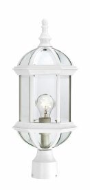 Nuvo Lighting-60/4974-Boxwood-Outdoor Post Light-8 Inches Wide by 19.25 Inches High   Boxwood - 1 Light - 19 Outdoor Wall - White w/ Clear Beveled Glass