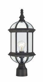 Nuvo Lighting-60/4976-Boxwood-Outdoor Post-8 Inches Wide by 19.25 Inches High   Boxwood - 1 Light - 19 Outdoor Wall - Textured Black w/ Clear Beveled Glass