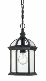 Nuvo Lighting-60/4979-Boxwood-Outdoor Wall-8 Inches Wide by 13.75 Inches High   Boxwood - 1 Light - 14 Outdoor Wall - Textured Black w/ Clear Beveled Glass