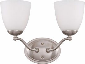 Nuvo Lighting-60/5032-Patton-2 Light Vanity Fixture-15 Inches Wide by 11 Inches High   Patton - 2 Light Vanity Fixture - Brushed Nickel w/ Frosted Glass