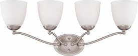 Nuvo Lighting-60/5034-Patton-4 Light Vanity Fixture-28 Inches Wide by 11 Inches High   Patton - 4 Light Vanity Fixture - Brushed Nickel w/ Frosted Glass