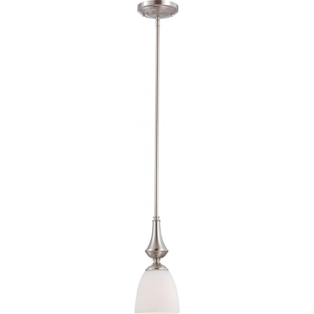 Nuvo Lighting-60/5037-Patton-1 Light Mini Pendant-5.13 Inches Wide by 50.5 Inches High   Patton - 1 Light Mini Pendant - Brushed Nickel w/ Frosted Glass