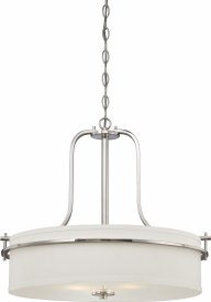 Nuvo Lighting-60/5108-Loren-4 Light Pendant-22 Inches Wide by 19.75 Inches High   Loren - 4 Light Pendant - Polished Nickel w/ White Linen Shade