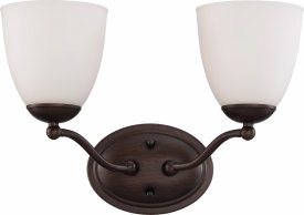 Nuvo Lighting-60/5132-Patton-2 Light Vanity Fixture-15 Inches Wide by 10 Inches High   Patton - 2 Light Vanity Fixture - Prairie Bronze w/ Frosted Glass