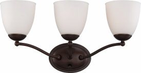 Nuvo Lighting-60/5133-Patton-3 Light Vanity Fixture-21 Inches Wide by 10 Inches High   Patton - 3 Light Vanity Fixture - Prairie Bronze w/ Frosted Glass