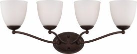 Nuvo Lighting-60/5134-Patton-4 Light Vanity Fixture-28 Inches Wide by 11 Inches High   Patton - 4 Light Vanity Fixture - Prairie Bronze w/ Frosted Glass