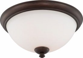 Nuvo Lighting-60/5141-Patton-3 Light Flush Fixture-15.75 Inches Wide by 7.75 Inches High   Patton - 3 Light Flush Fixture - Prairie Bronze w/ Frosted Glass