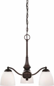 Nuvo Lighting-60/5142-Patton-3 Light Chandelier (Arms Down)-21 Inches Wide by 19 Inches High   Patton - 3 Light Chandelier (Arms Down) - Prairie Bronze w/ Frosted Glass