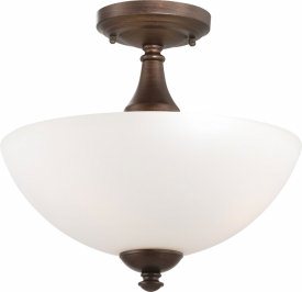 Nuvo Lighting-60/5144-Patton-3 Light Semi Flush-13 Inches Wide by 11 Inches High   Patton - 3 Light Semi Flush - Prairie Bronze w/ Frosted Glass