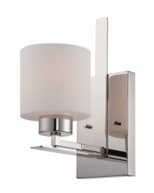 Nuvo Lighting-60/5201-Parallel-One Light-Vanity-5 Inches Wide by 12.5 Inches High   Polished Nickel Finish with Etched Opal Glass