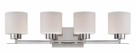 Nuvo Lighting-60/5204-Parallel-Four Light-Vanity-29 Inches Wide by 7.75 Inches High   Polished Nickel Finish with Etched Opal Glass