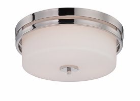 Nuvo Lighting-60/5207-Parallel-Three Light-Flush Mount-15 Inches Wide by 6.5 Inches High   Polished Nickel Finish with Satin White Glass