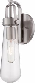 Nuvo Lighting-60/5261-Beaker-One Light-Vanity-5.5 Inches Wide by 14.125 Inches High   Brushed Nickel Finish with Clear Glass