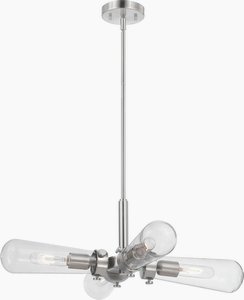 Nuvo Lighting-60/5264-Beaker-Four Light Pendant-26 Inches Wide by 48 Inches High   Brushed Nickel Finish with Clear Glass