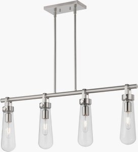 Nuvo Lighting-60/5265-Beaker-Four Light Pendant-36 Inches Wide by 52 Inches High   Brushed Nickel Finish with Clear Glass